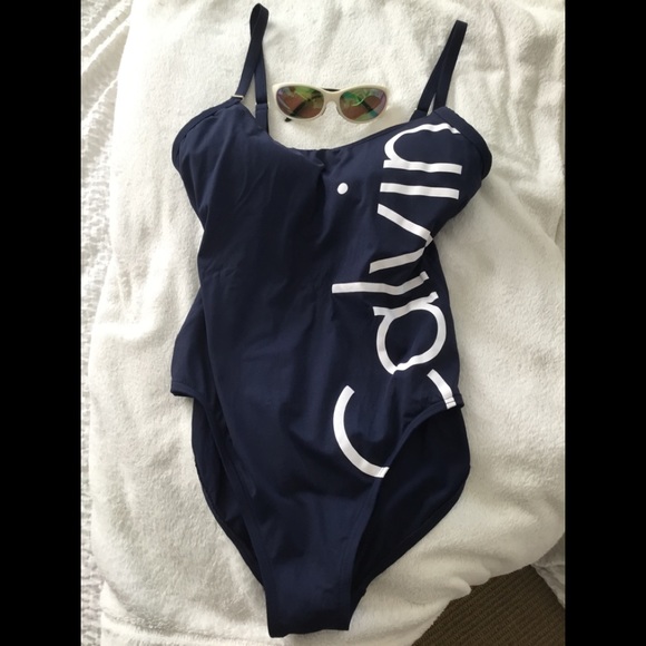 Calvin Klein Other - SOLD! Calvin Klein Navy/White Monogram  1 Pc Swim